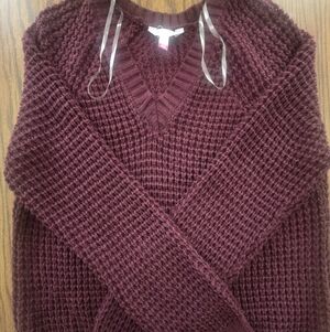 No Boundaries Deep Marroon V-Neck Sweater